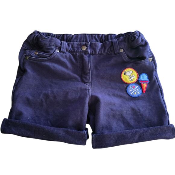 Hanna Andersson snoopy peanuts navy shorts 130 Kid Size 8 Patches - Picture 1 of 8